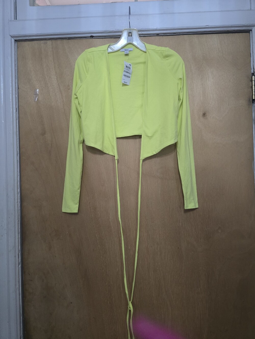 Neon Yellow Tie-Front Cropped Cardigan - Women’s Lightweight Layering Top